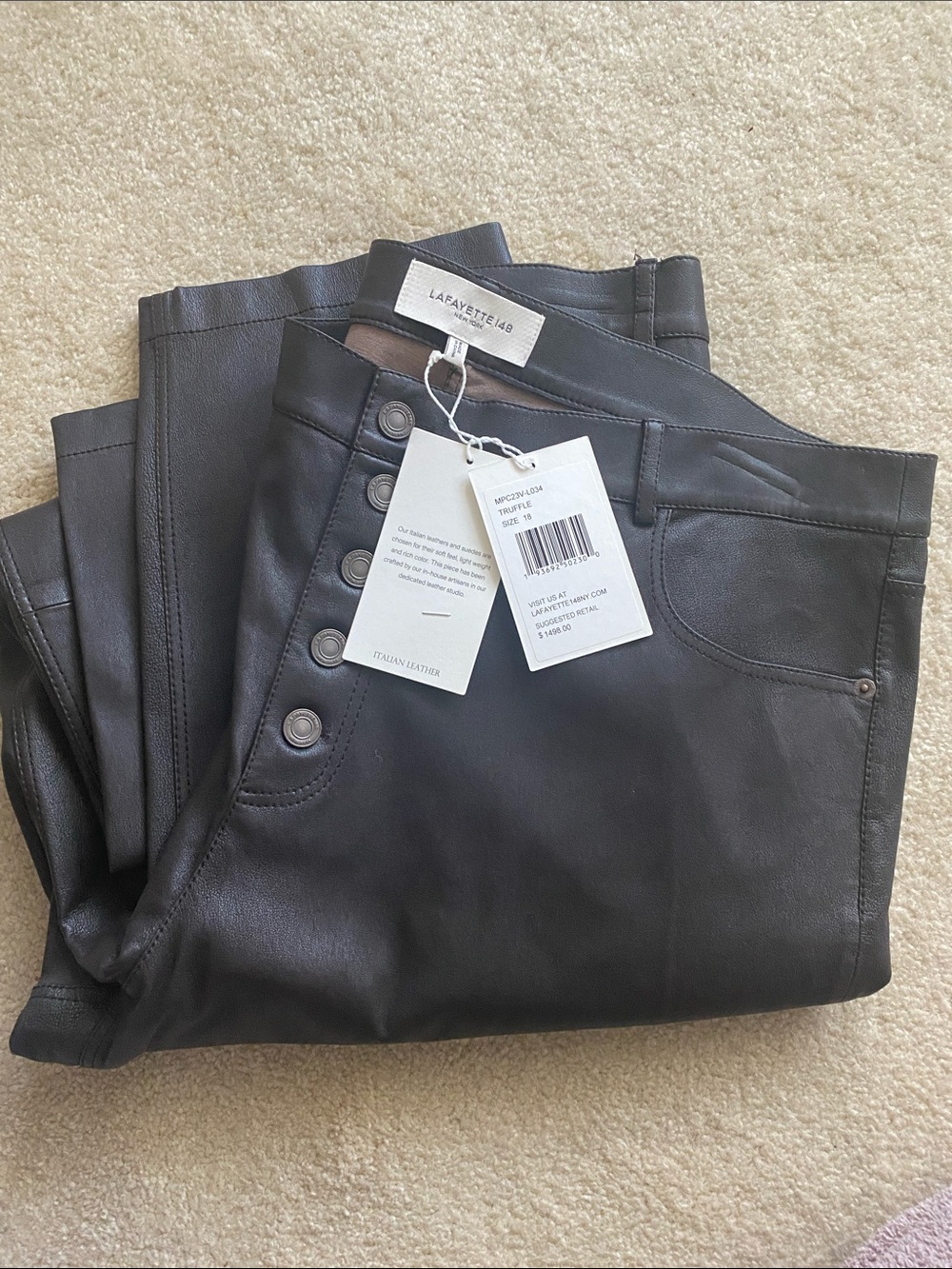 Lafayette 148 Reeve lamb skin leather size 18 pants NWT